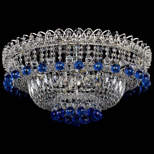 Люстра Хрустальный каскад №3 Шар синяя в Симферополе Гусь Хрустальный