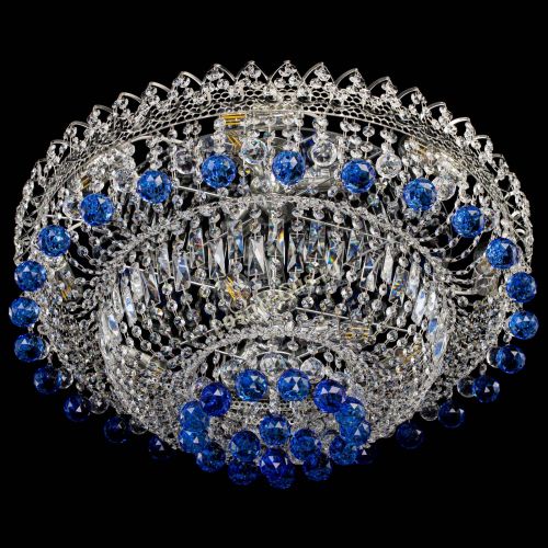 Люстра Хрустальный каскад №3 Шар синяя в Симферополе Гусь Хрустальный