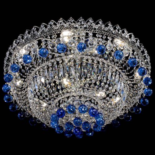 Люстра Хрустальный каскад №3 Шар синяя в Симферополе Гусь Хрустальный