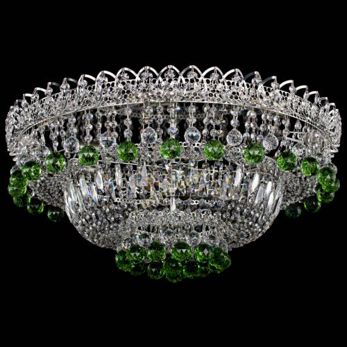 Люстра Хрустальный каскад №3 Шар зеленая в Симферополе Гусь Хрустальный