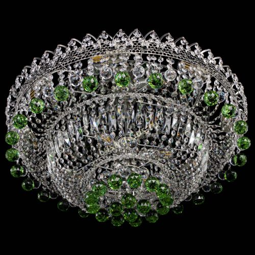 Люстра Хрустальный каскад №3 Шар зеленая в Симферополе Гусь Хрустальный