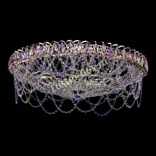 Люстра Каскад Ажур 700 мм фиолетовый в Симферополе Гусь Хрустальный