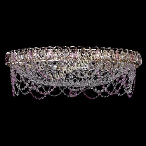 Люстра Каскад Ажур 700 мм розовый в Симферополе Гусь Хрустальный