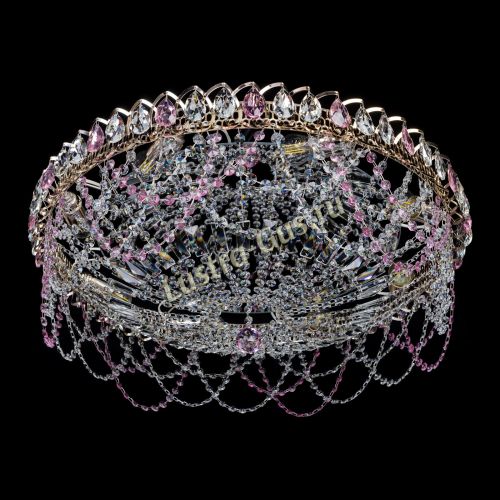 Люстра Каскад Ажур 700 мм розовый в Симферополе Гусь Хрустальный