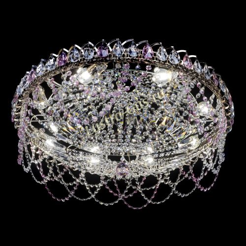 Люстра Каскад Ажур 700 мм розовый в Симферополе Гусь Хрустальный