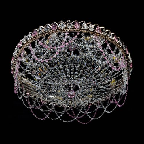 Люстра Каскад Ажур 700 мм розовый в Симферополе Гусь Хрустальный