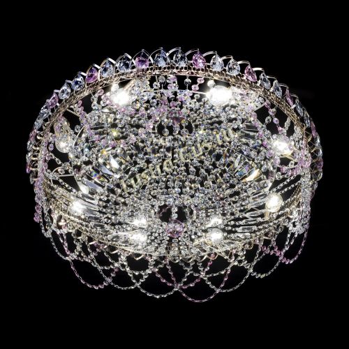 Люстра Каскад Ажур 700 мм розовый в Симферополе Гусь Хрустальный