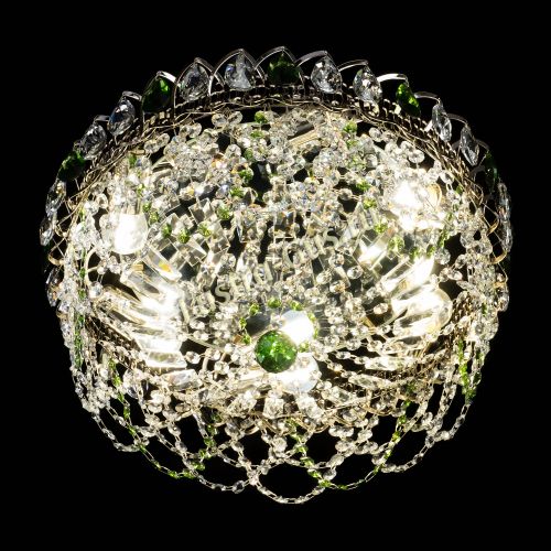 Люстра Хрустальный Каскад Ажур зеленый в Симферополе Гусь Хрустальный