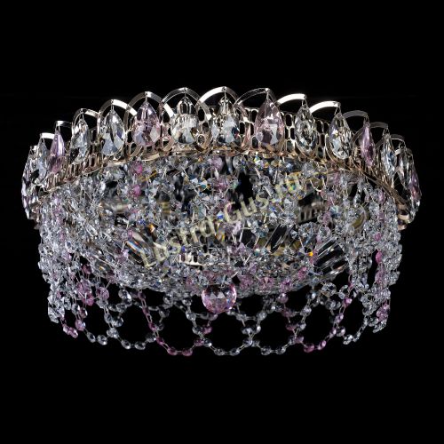 Люстра Хрустальный Каскад Ажур розовый в Симферополе Гусь Хрустальный