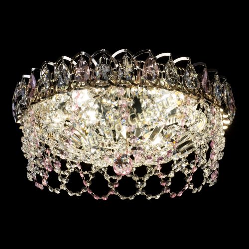 Люстра Хрустальный Каскад Ажур розовый в Симферополе Гусь Хрустальный