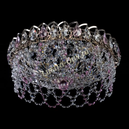 Люстра Хрустальный Каскад Ажур розовый в Симферополе Гусь Хрустальный