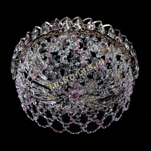 Люстра Хрустальный Каскад Ажур розовый в Симферополе Гусь Хрустальный