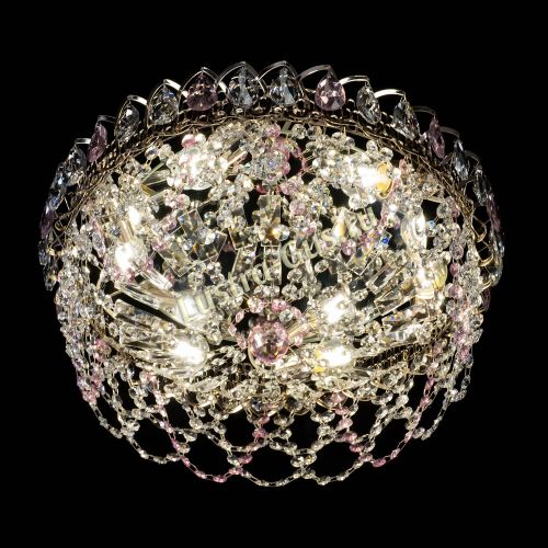 Люстра Хрустальный Каскад Ажур розовый в Симферополе Гусь Хрустальный