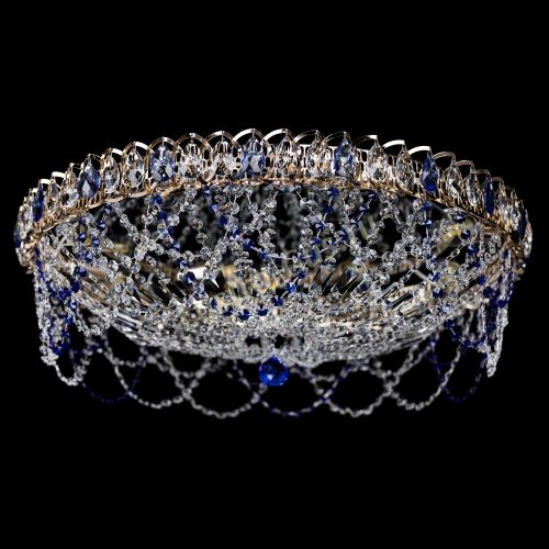 Люстра Каскад Ажур 700 мм синий в Симферополе Гусь Хрустальный