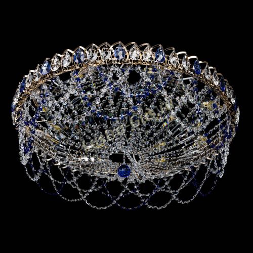 Люстра Каскад Ажур 700 мм синий в Симферополе Гусь Хрустальный