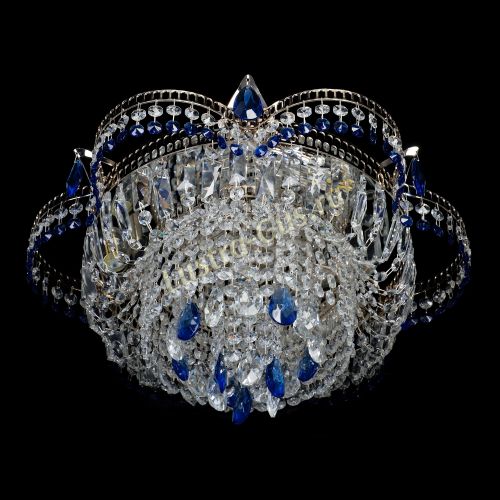 Люстра Камея №1 - 3 лампы синяя в Симферополе Гусь Хрустальный