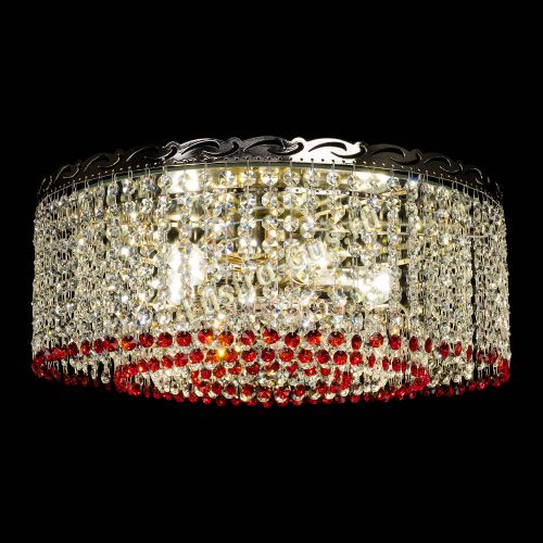 Люстра Капель оптикон №2 красная в Симферополе Гусь Хрустальный