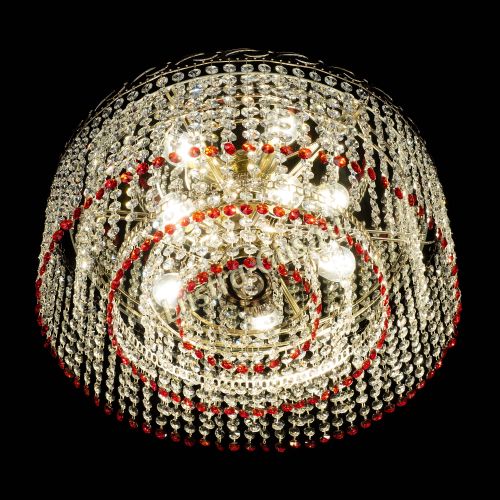 Люстра Капель оптикон №2 красная в Симферополе Гусь Хрустальный