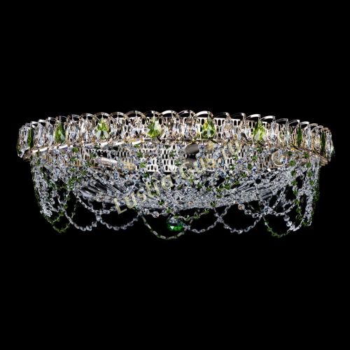 Люстра Каскад Ажур 700 мм зеленый в Симферополе Гусь Хрустальный