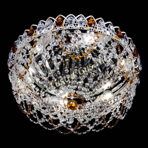 Люстра Каскад Ажур Чайная белая в Симферополе Гусь Хрустальный