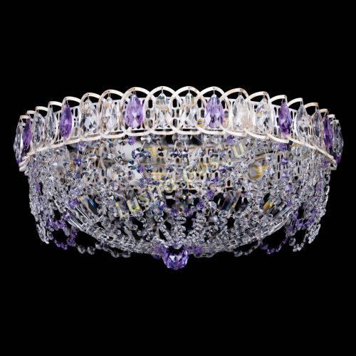 Люстра Каскад Ажур Фиолетовая белая в Симферополе Гусь Хрустальный