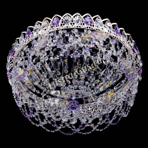 Люстра Каскад Ажур Фиолетовая белая в Симферополе Гусь Хрустальный