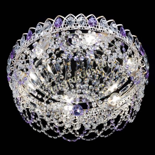 Люстра Каскад Ажур Фиолетовая белая в Симферополе Гусь Хрустальный