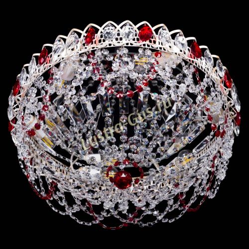 Люстра Каскад Ажур Красная белая в Симферополе Гусь Хрустальный