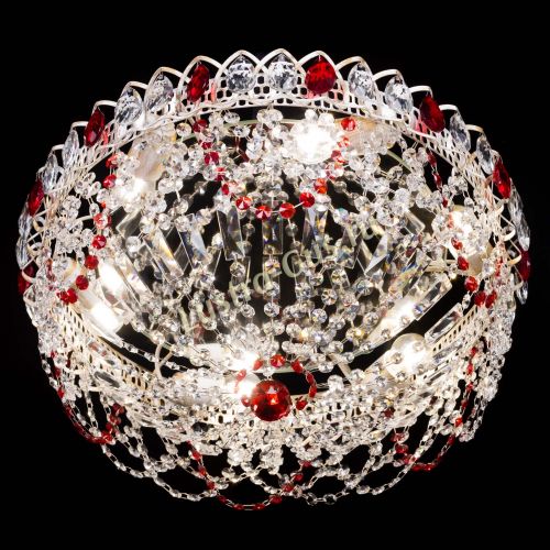 Люстра Каскад Ажур Красная белая в Симферополе Гусь Хрустальный