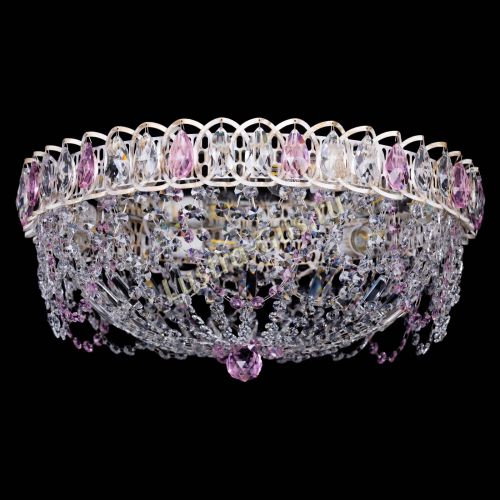 Люстра Каскад Ажур Розовая белая в Симферополе Гусь Хрустальный