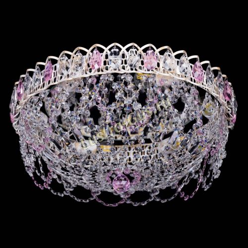 Люстра Каскад Ажур Розовая белая в Симферополе Гусь Хрустальный