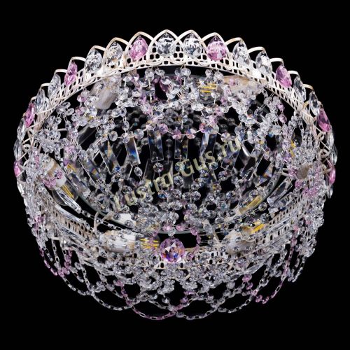 Люстра Каскад Ажур Розовая белая в Симферополе Гусь Хрустальный