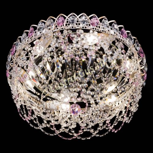 Люстра Каскад Ажур Розовая белая в Симферополе Гусь Хрустальный