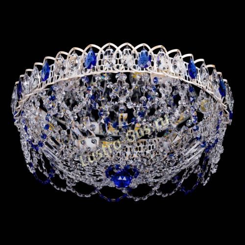 Люстра Каскад Ажур Синяя белая в Симферополе Гусь Хрустальный