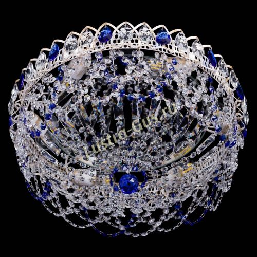 Люстра Каскад Ажур Синяя белая в Симферополе Гусь Хрустальный