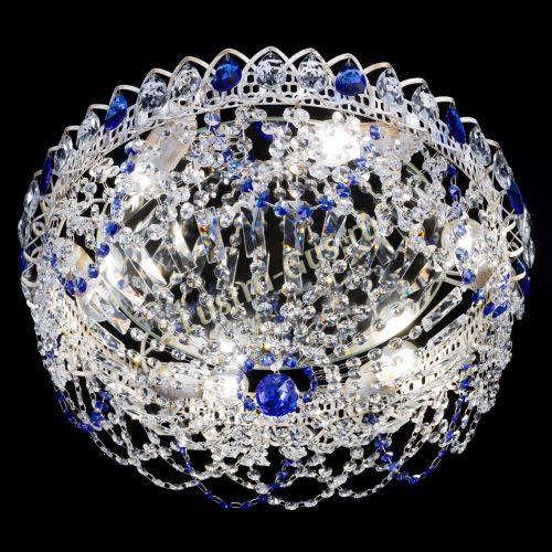 Люстра Каскад Ажур Синяя белая в Симферополе Гусь Хрустальный