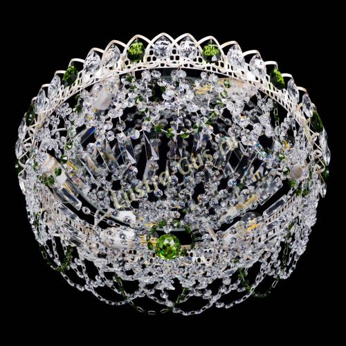 Люстра Каскад Ажур Зеленая белая в Симферополе Гусь Хрустальный