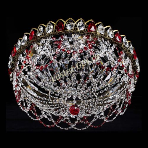 Люстра Хрустальный Каскад Ажур под бронзу Красная в Симферополе Гусь Хрустальный