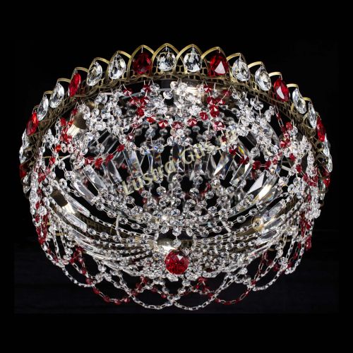 Люстра Хрустальный Каскад Ажур под бронзу Красная в Симферополе Гусь Хрустальный