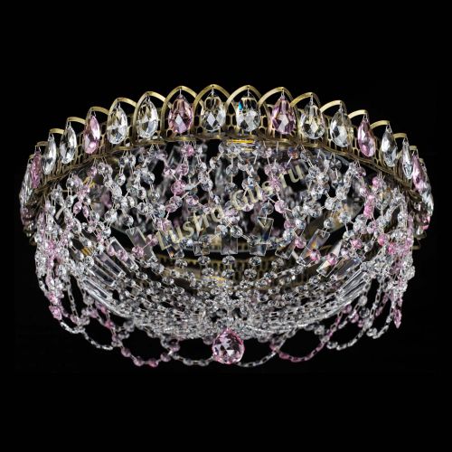 Люстра Хрустальный Каскад Ажур под бронзу Розовая в Симферополе Гусь Хрустальный