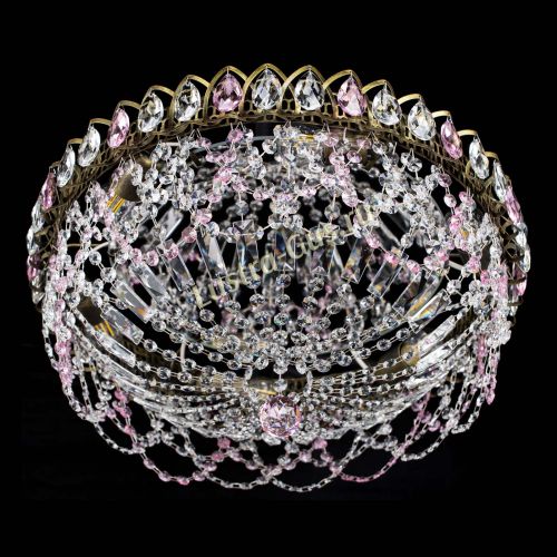 Люстра Хрустальный Каскад Ажур под бронзу Розовая в Симферополе Гусь Хрустальный