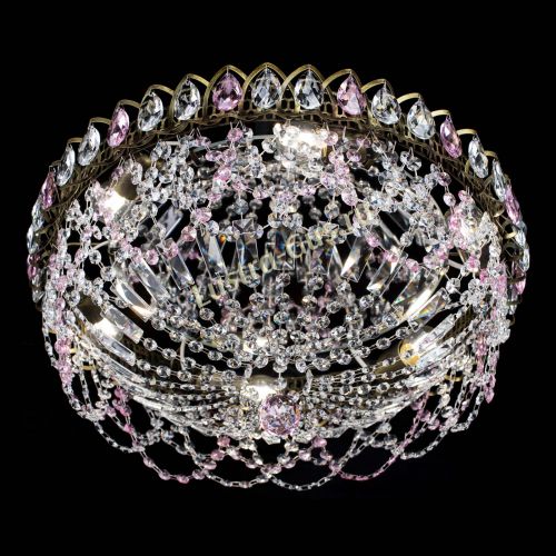 Люстра Хрустальный Каскад Ажур под бронзу Розовая в Симферополе Гусь Хрустальный