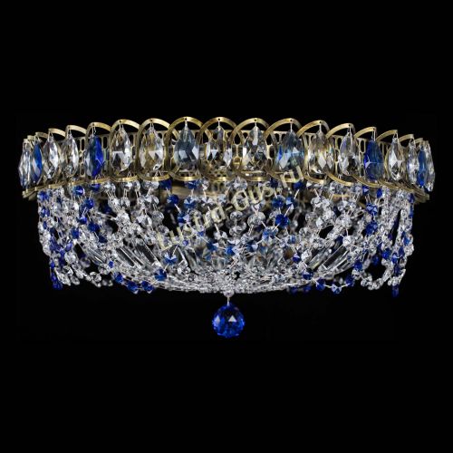 Люстра Хрустальный Каскад Ажур под бронзу Синяя в Симферополе Гусь Хрустальный