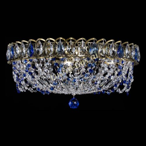 Люстра Хрустальный Каскад Ажур под бронзу Синяя в Симферополе Гусь Хрустальный