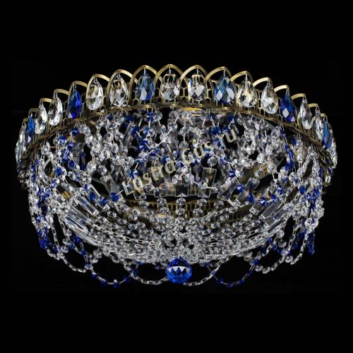 Люстра Хрустальный Каскад Ажур под бронзу Синяя в Симферополе Гусь Хрустальный