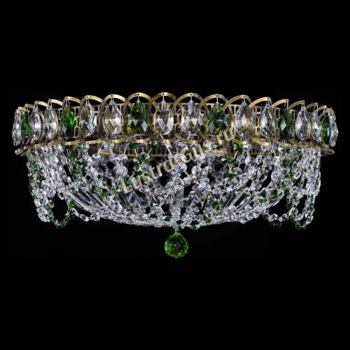 Люстра Хрустальный Каскад Ажур под бронзу Зеленая в Симферополе Гусь Хрустальный