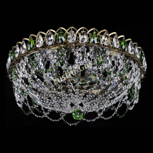 Люстра Хрустальный Каскад Ажур под бронзу Зеленая в Симферополе Гусь Хрустальный