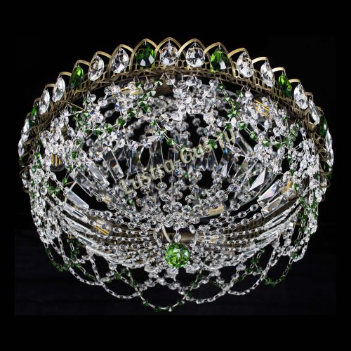 Люстра Хрустальный Каскад Ажур под бронзу Зеленая в Симферополе Гусь Хрустальный