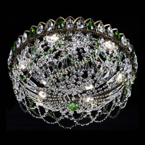 Люстра Хрустальный Каскад Ажур под бронзу Зеленая в Симферополе Гусь Хрустальный