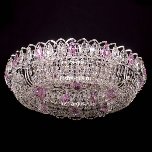 Люстра Кольцо Снежинка розовая в Симферополе Гусь Хрустальный